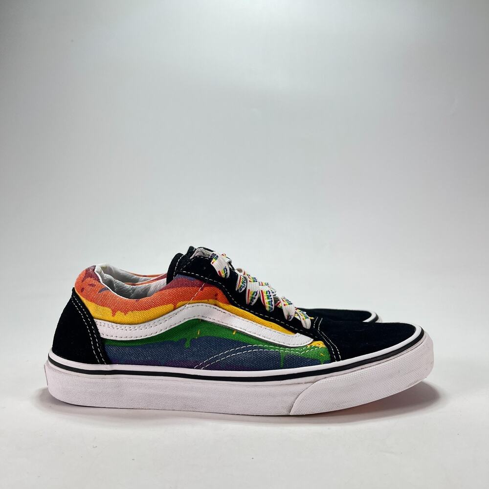 Vans Old Skool Rainbow Drip Black Multi Low Skate Shoes 721278 Women's Size 7.5